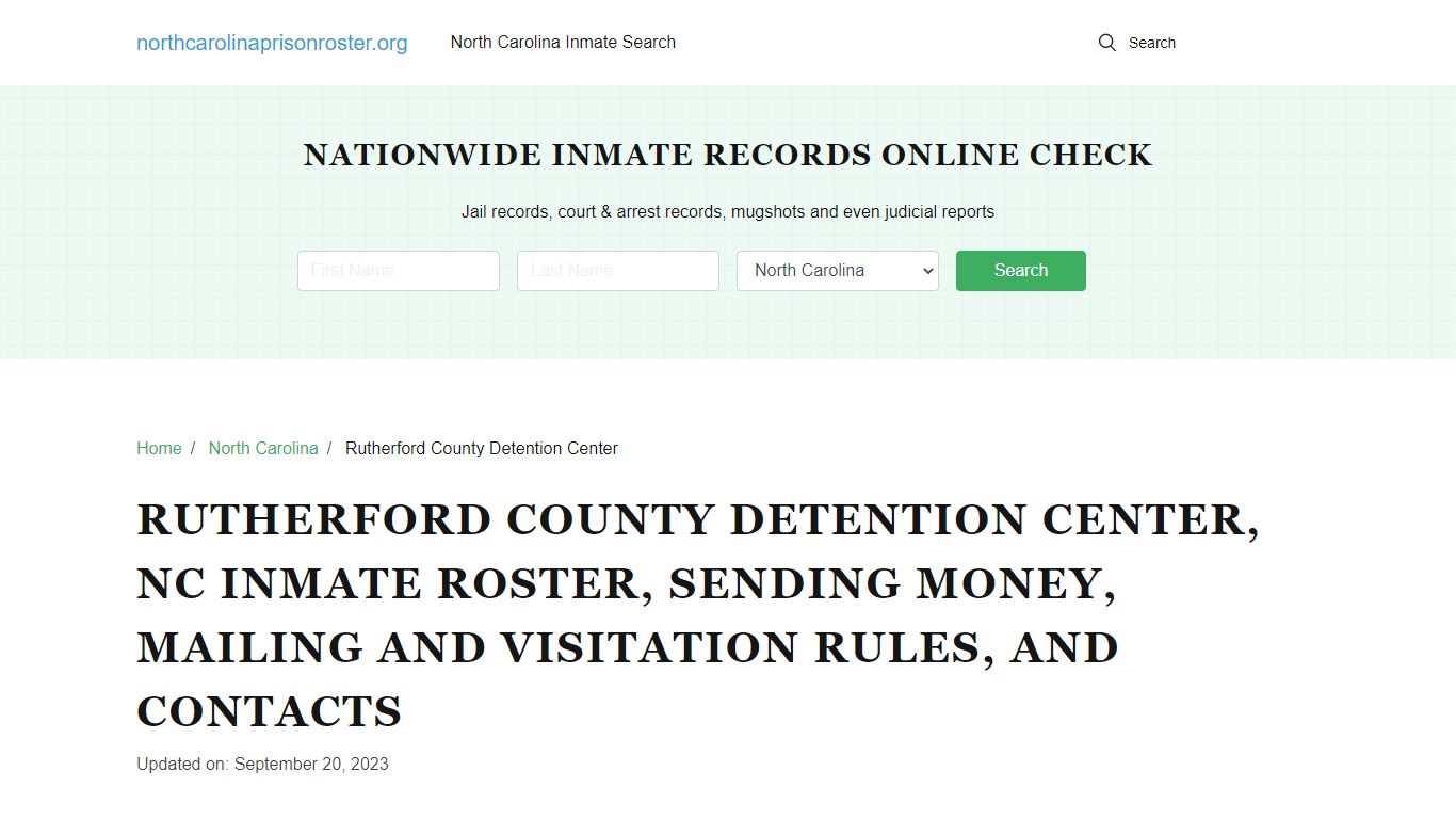 Rutherford County Detention Center, NC: Offender Search, Visitations ...